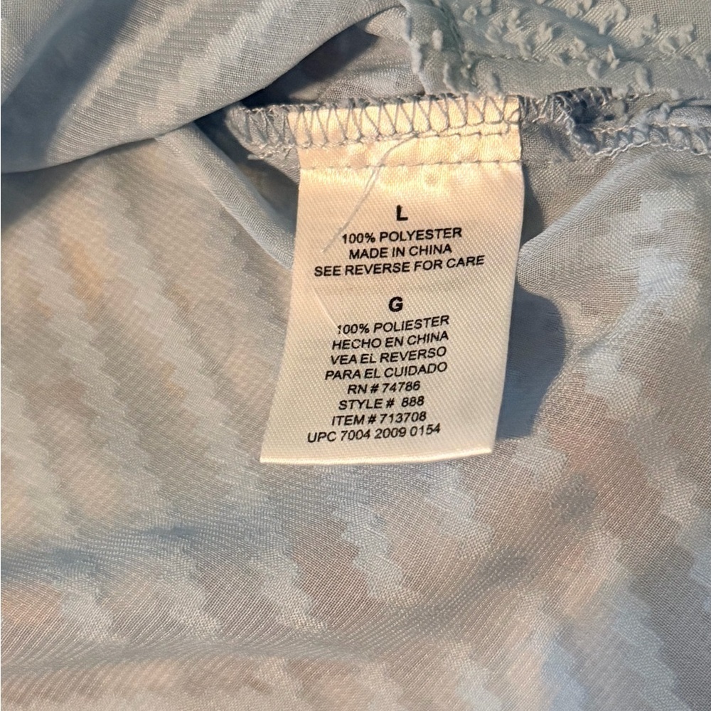 NWT Bohemian Crochet Sheer Lace Bila Top Light Blue Blouse Size Large - Picture 5 of 7